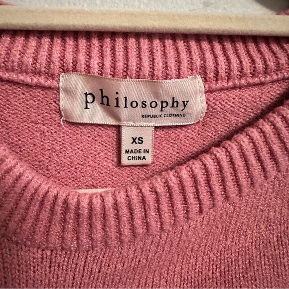 Philosophy Pullover Crewneck Long Sleeve Sweater Pink Womens XS - Picture 3 of 8